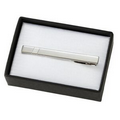 2 Tone Shiny Silver Brass Metal Tie Bar in 2-Piece Black Gift Box